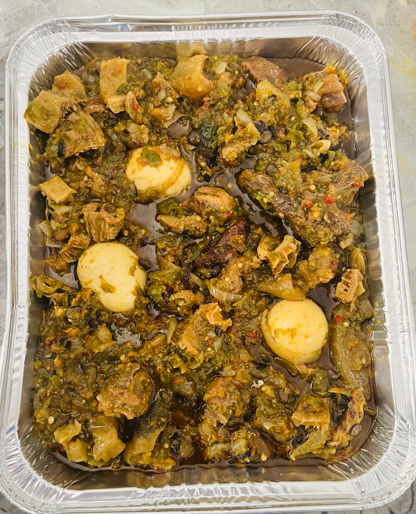Ayamase assorted (ofada stew)