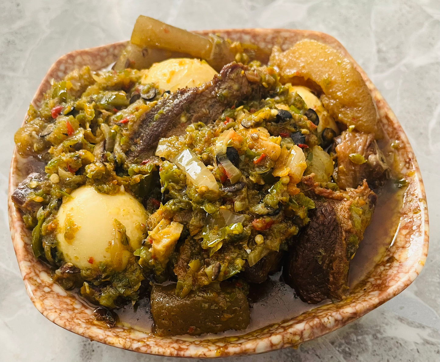 Ayamase assorted (ofada stew)